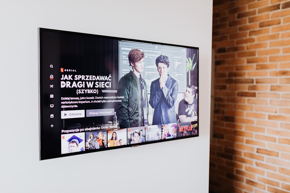 Smart TV displaying streaming content in a modern living room