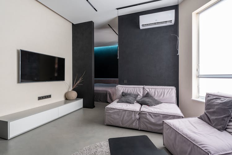 Smart TV in a modern living room set up for IPTV streaming in Canada